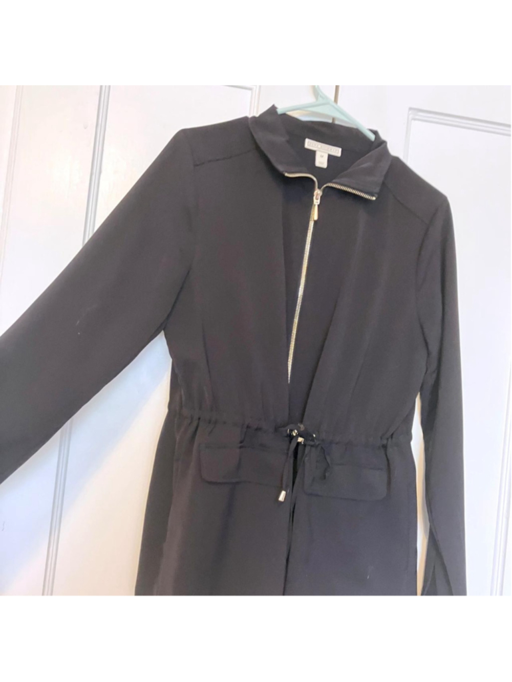 CHIC BLACK GOLD-ZIP UTILITY JACKET